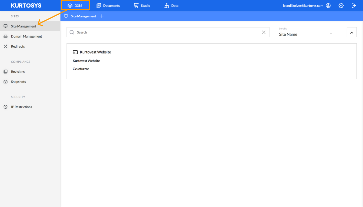 How to create a site with Kurtosys DXM 1