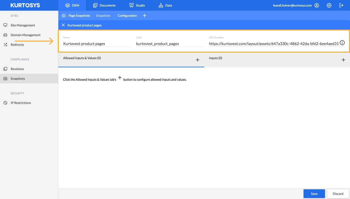 How to configure Snapshots 2
