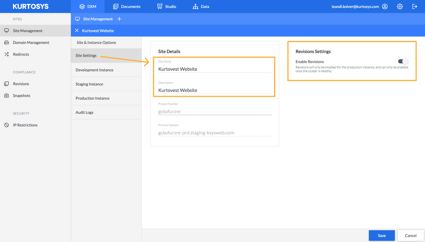 How to create a site with Kurtosys DXM 3
