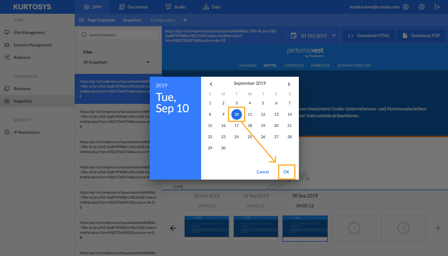 How to search for and view a specific Snapshot 5