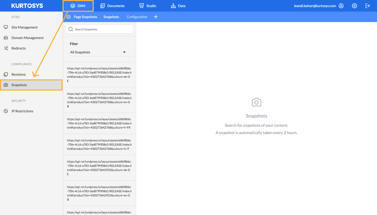 How to search for and view a specific Snapshot 1