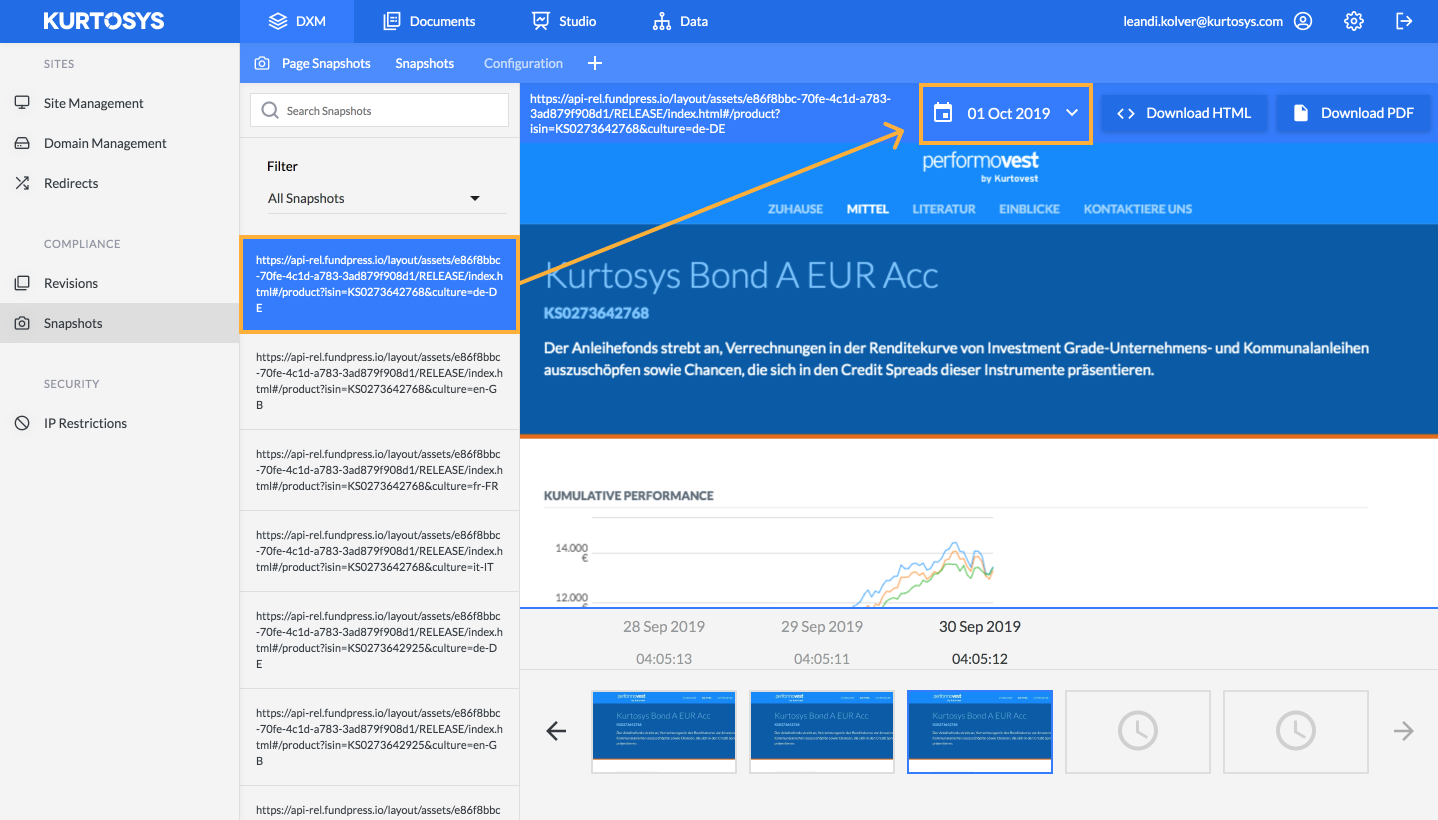 How to search for and view a specific Snapshot 4