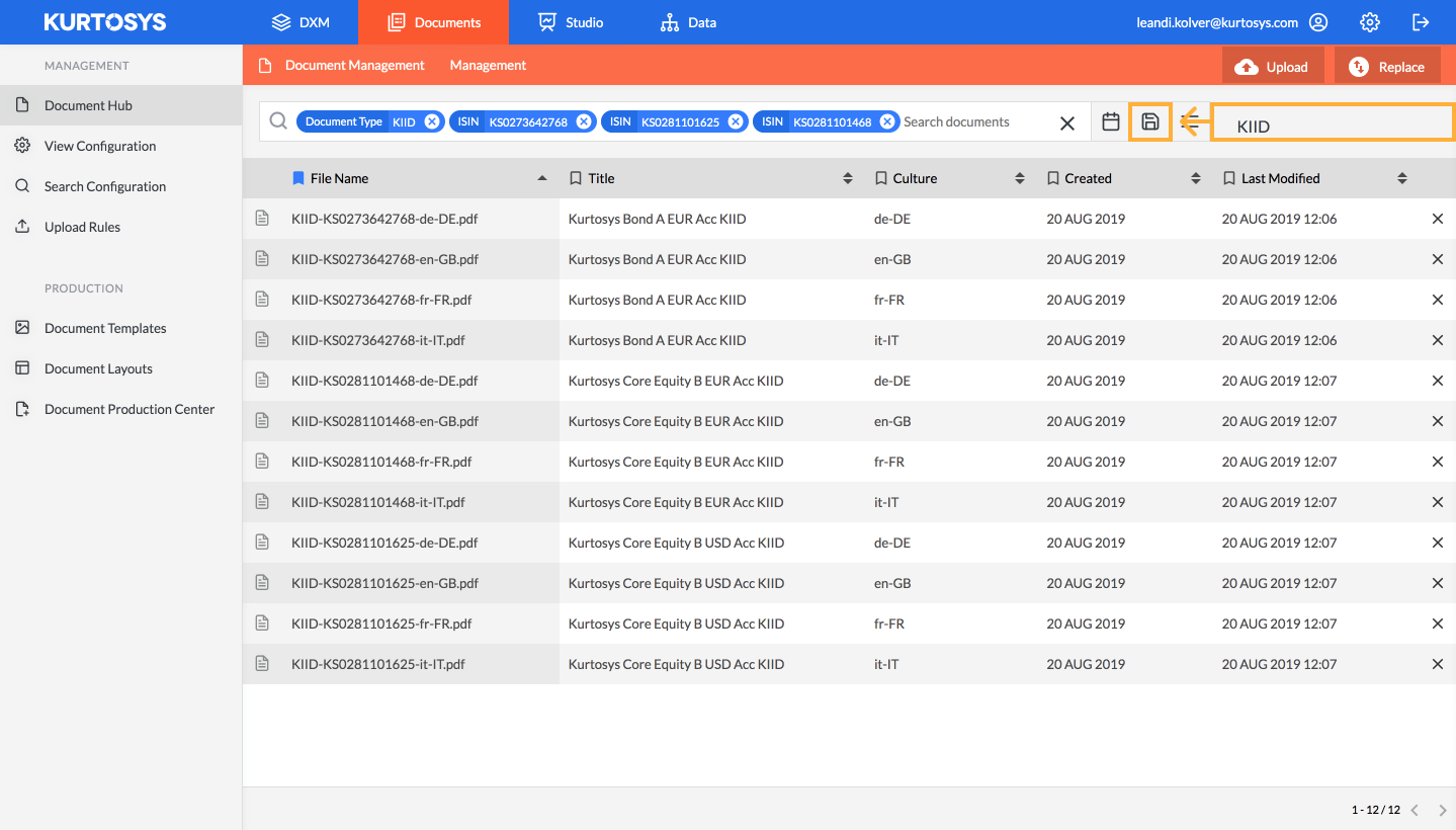 How to locate and download documents in the Document Hub 8