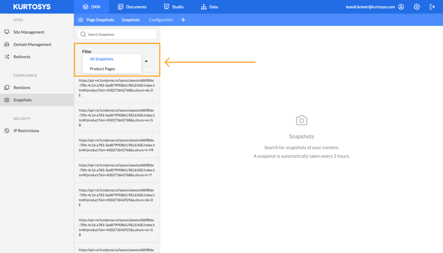 How to search for and view a specific Snapshot 3