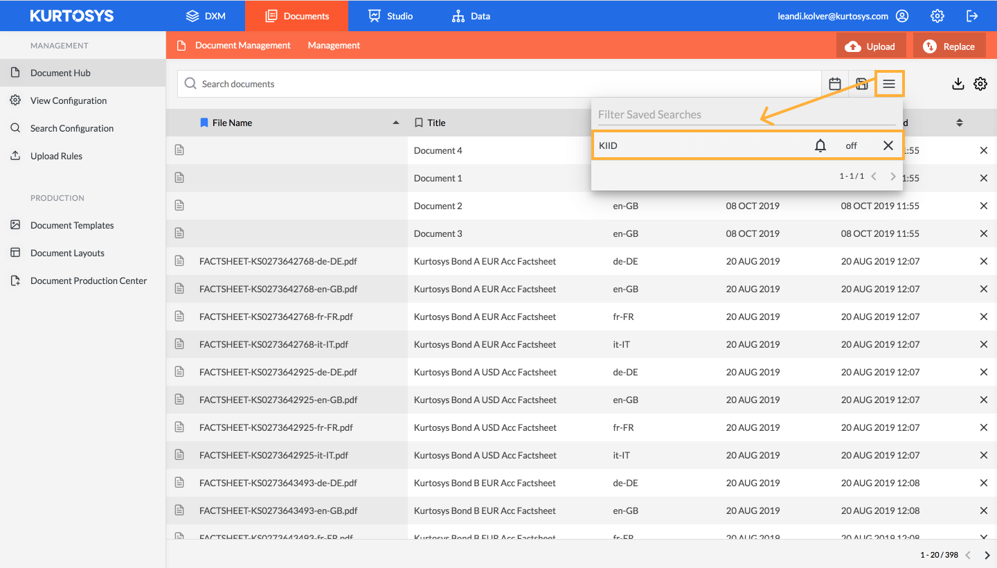 How to locate and download documents in the Document Hub 9