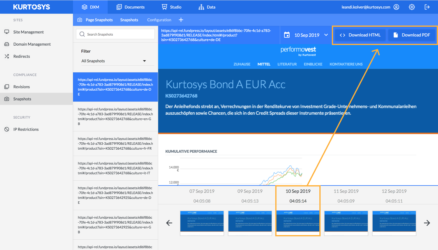 How to search for and view a specific Snapshot 7