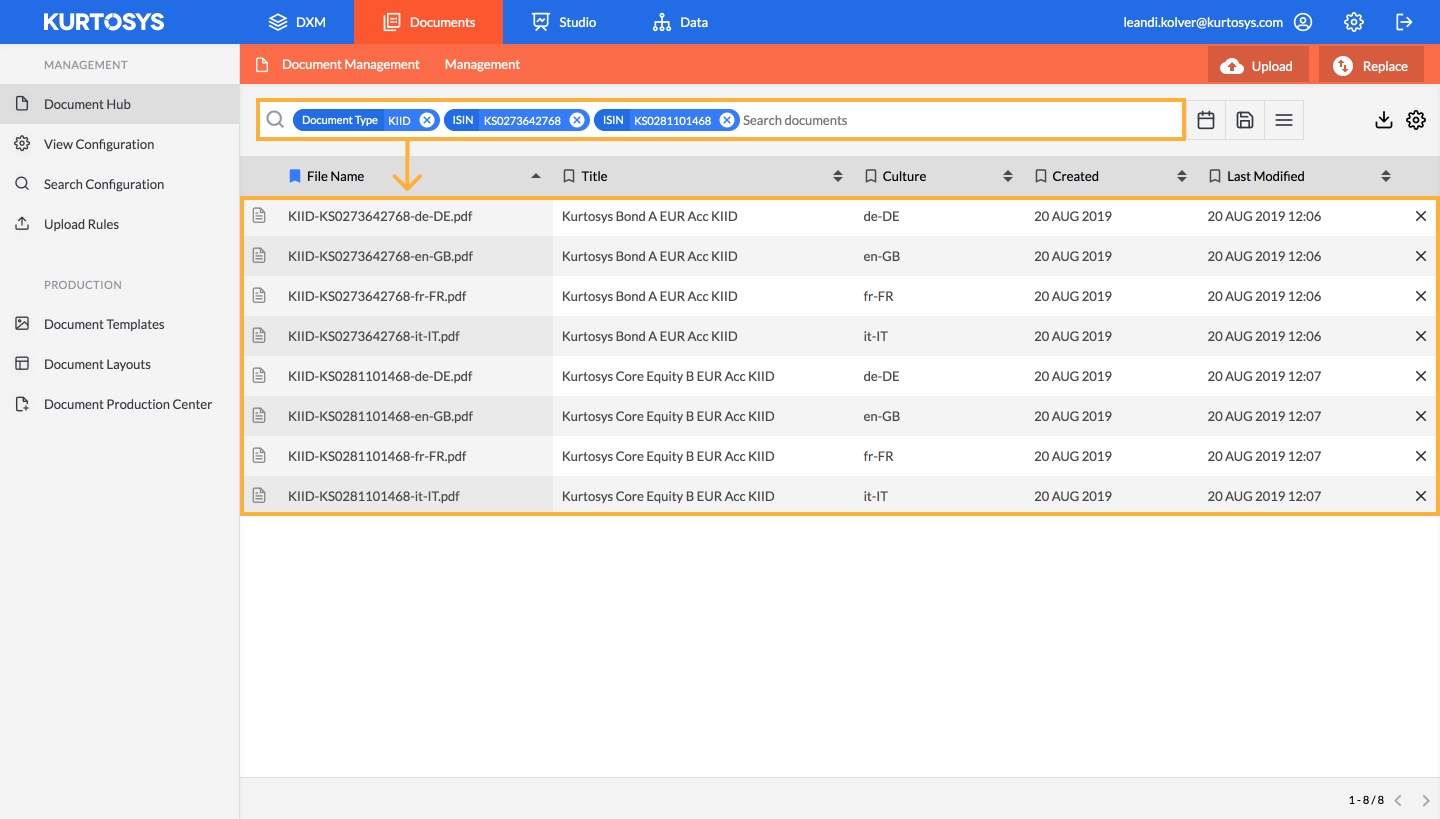 How to locate and download documents in the Document Hub 3