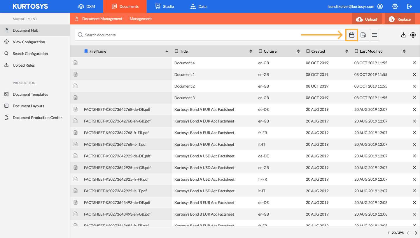 How to locate and download documents in the Document Hub 4