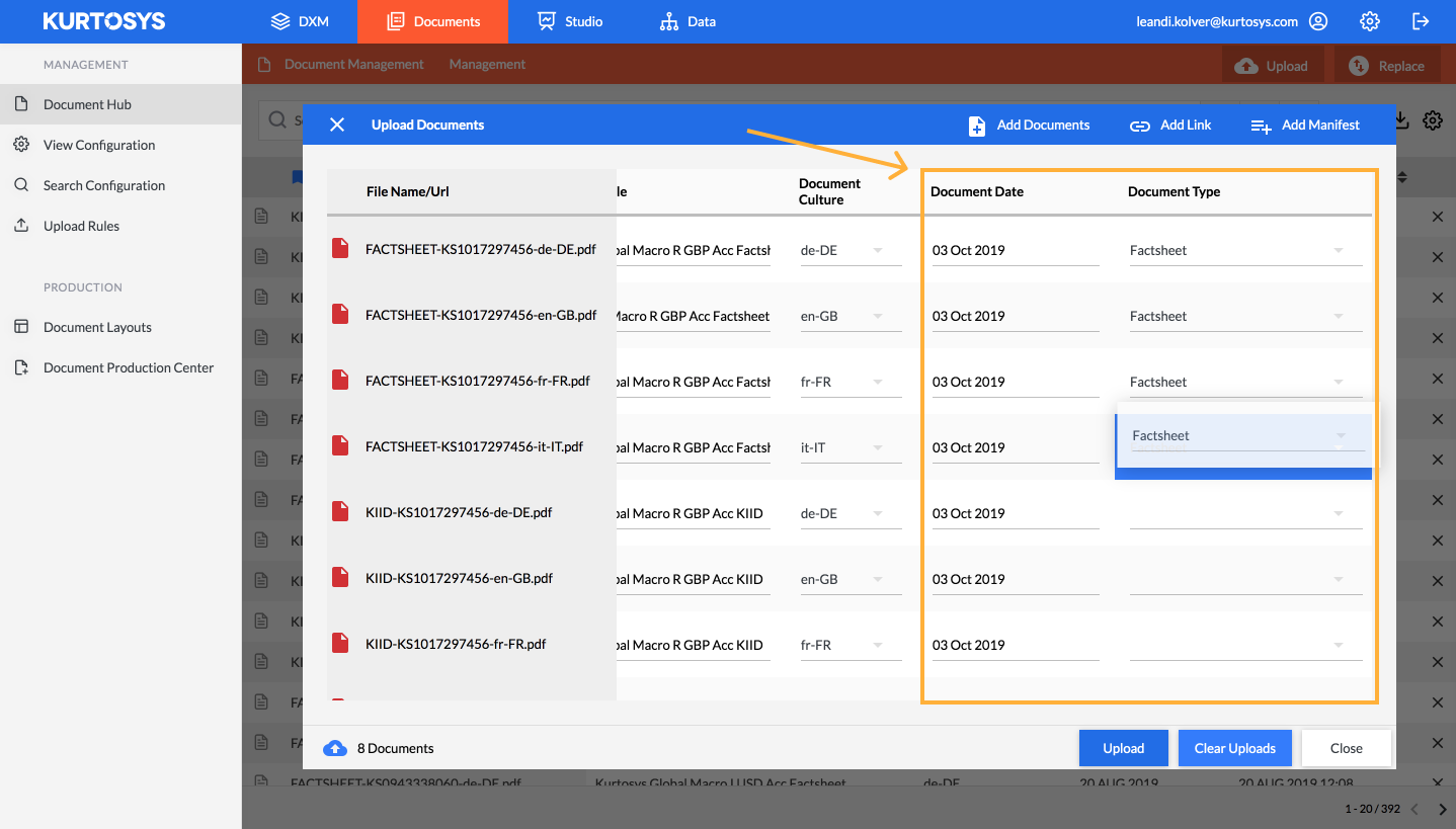 How to add documents to the Document Hub 5