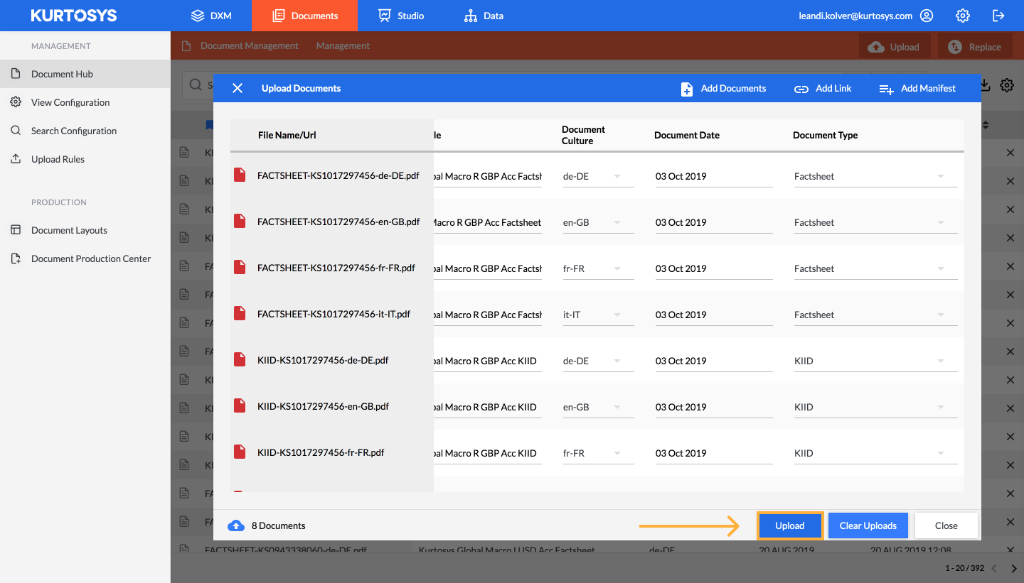 How to add documents to the Document Hub 6