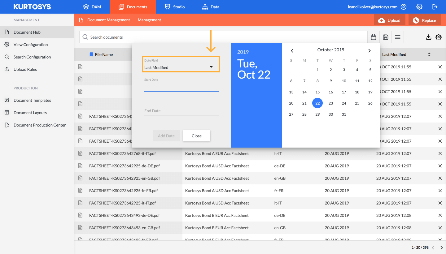 How to locate and download documents in the Document Hub 5