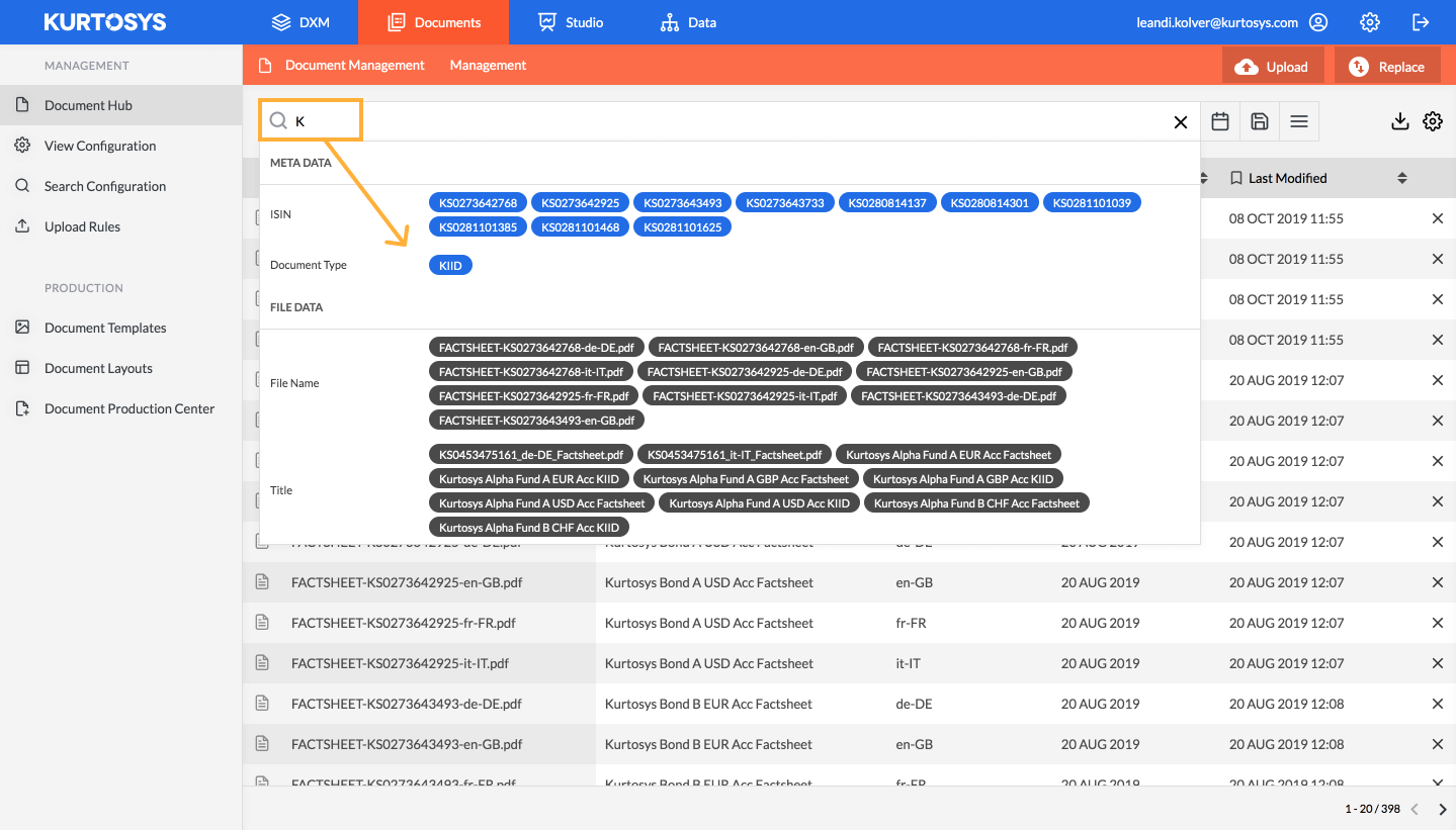 How to locate and download documents in the Document Hub 2