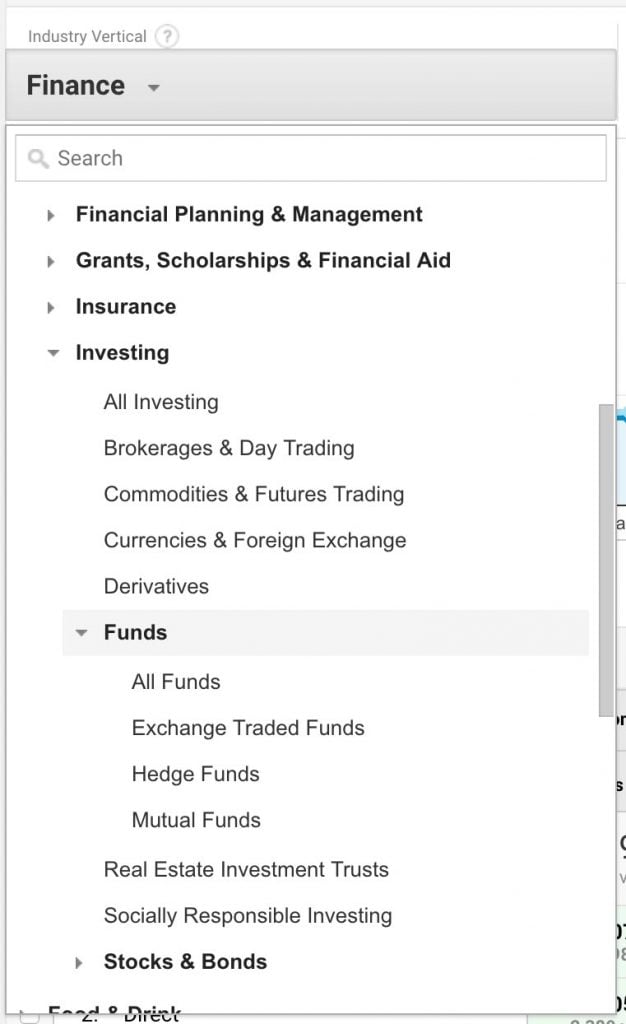 Using Google Analytics Benchmarks for your Investment Management Website 3