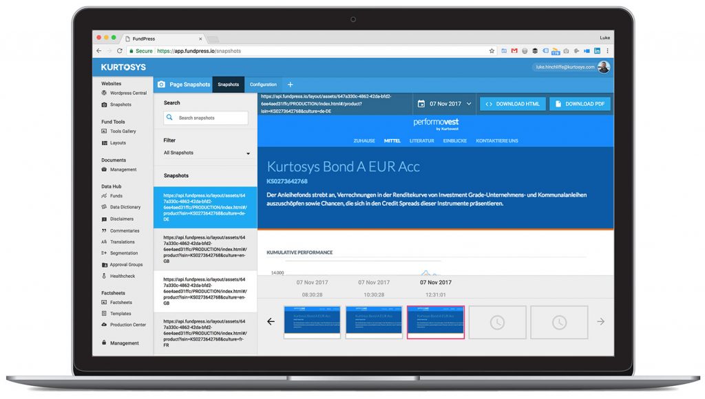 Introducing Snapshots, a new compliance feature in Kurtosys 1