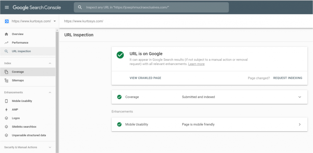 Google Search Console Kurtosys