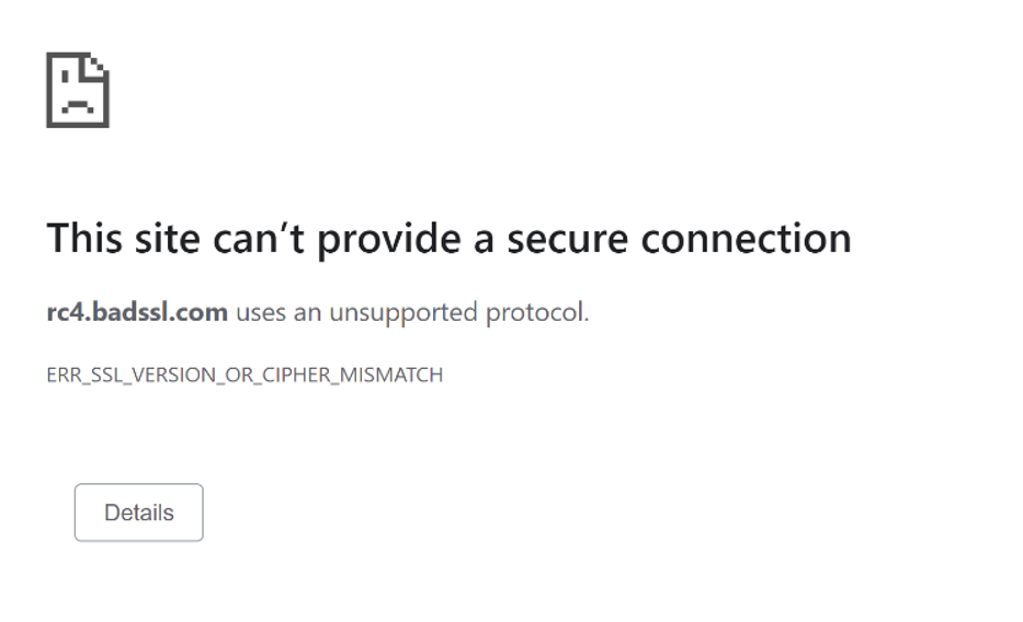 The site cant provide a secure connection