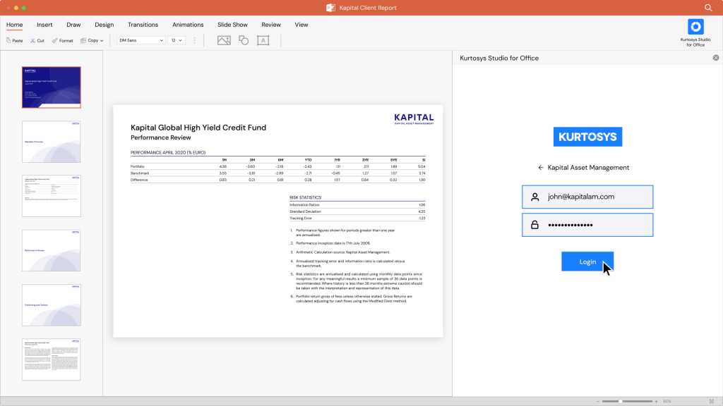 Kurtosys Studio for Office Microsoft PowerPoint