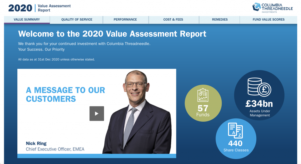 columbia threadneedle - value assessment report 2020