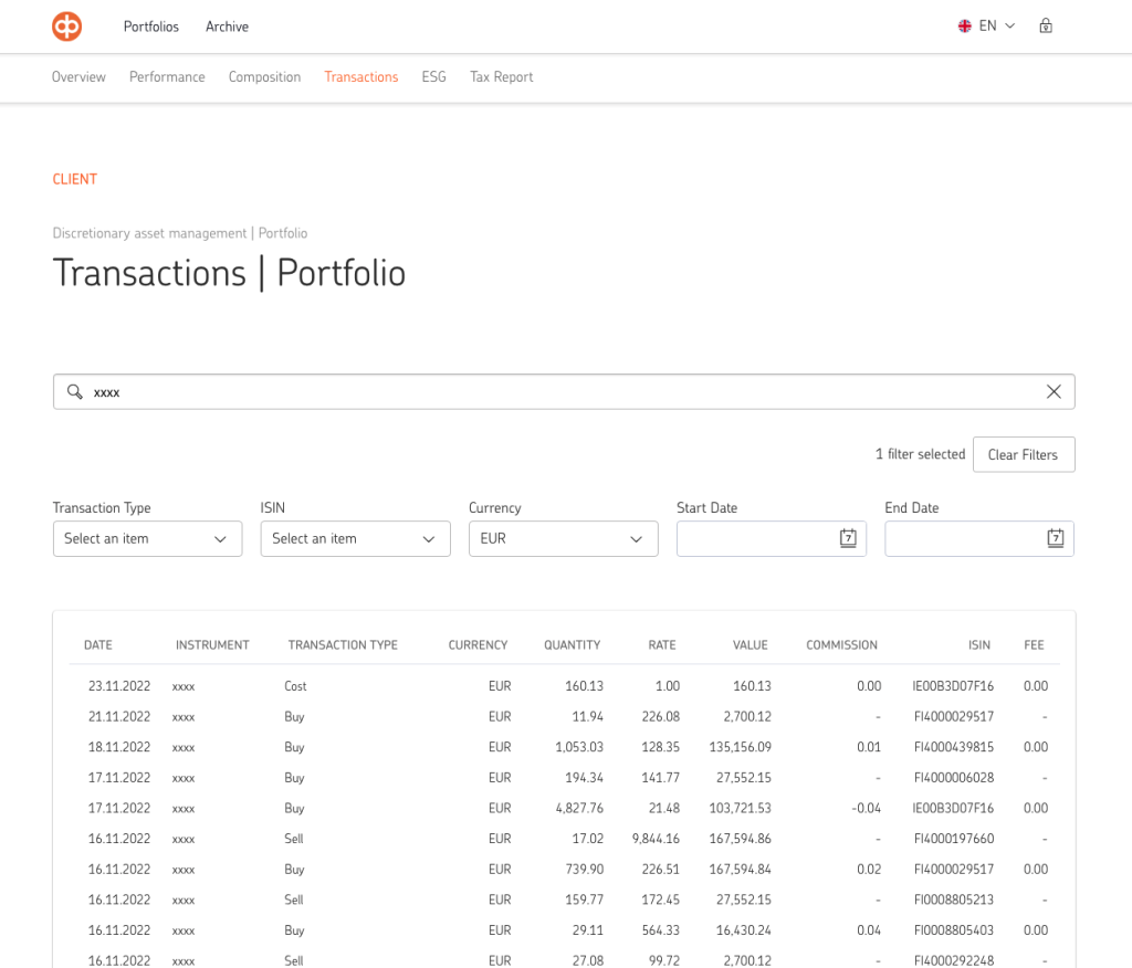 OP Transactions Portfolio Example