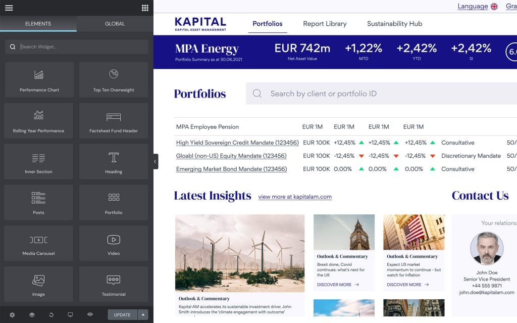 Kapital Asset Management - Portfolio Dashboard sample