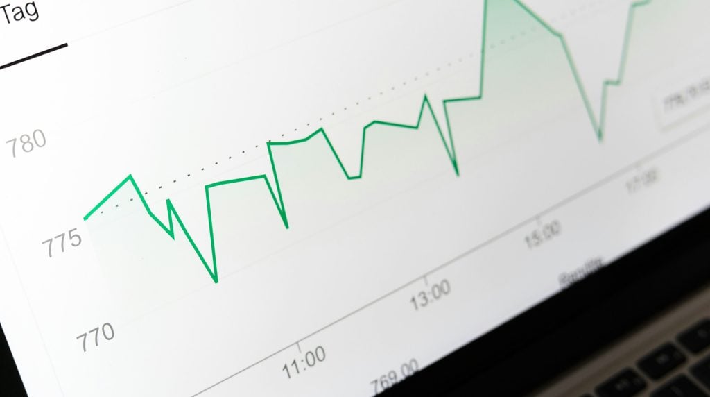 Line chart on a device screen